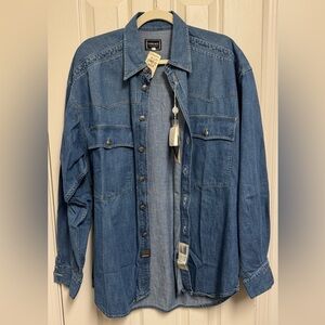 Versace Blue Denim Shirt Jacket with Chest Pockets